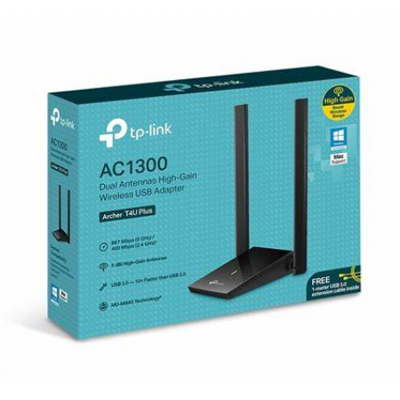Adaptador USB TP-Link Archer T4U Plus AC1300 Dual Antennas High-Gain Wireless